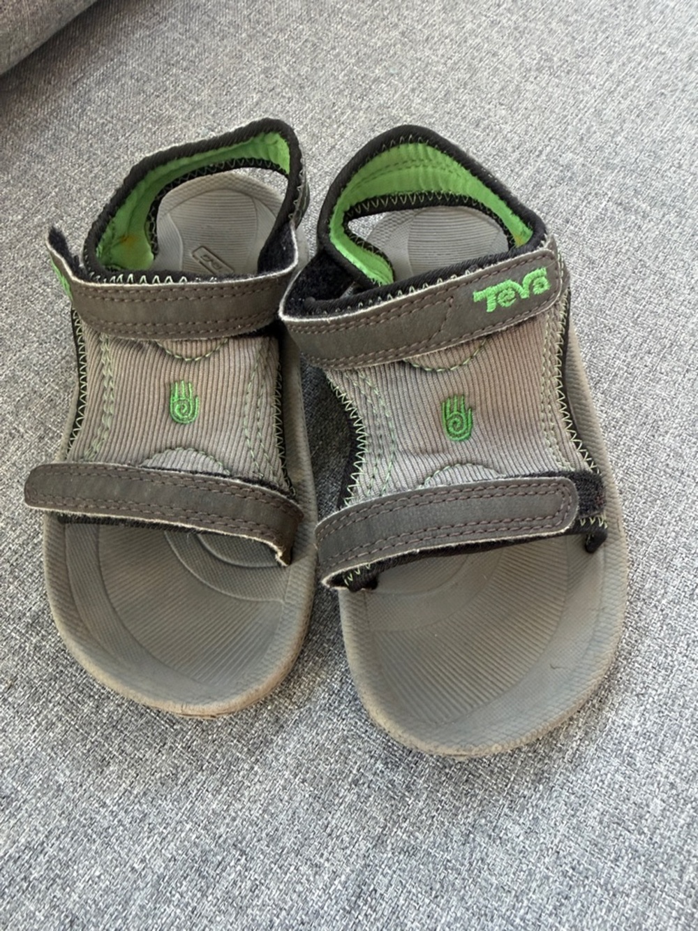 Teva Kids Gray and Green Hook-and-Loop Sandals